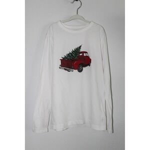 Crewcuts Boys White Long Sleeve Christmas Red Truck Graphic Tee Size M (8-9)